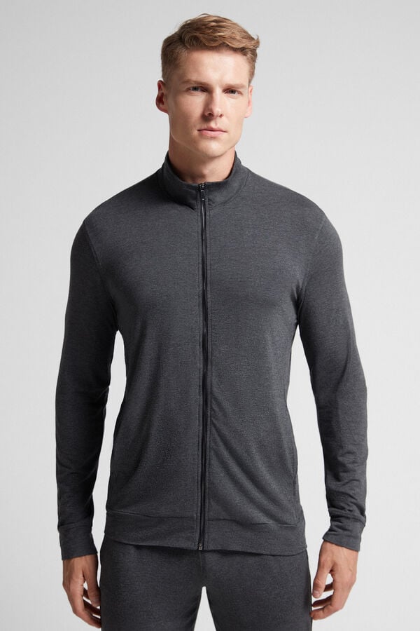 Intimissimi Silk And Modal Zip-Up Sweatshirt Herren Dunkelgrau | PHR-754801