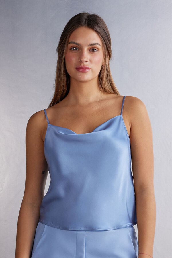 Intimissimi Silk Crop Camisole Tanktop Damen Blau | FZO-960328