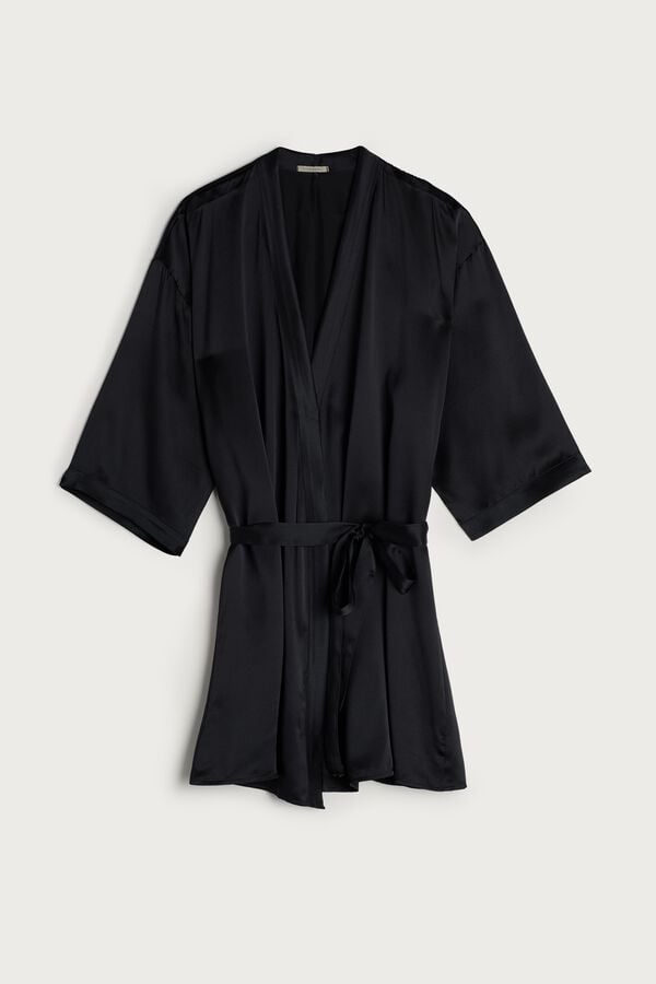 Intimissimi Silk Kimono Pyjama Damen Schwarz | QEA-150496