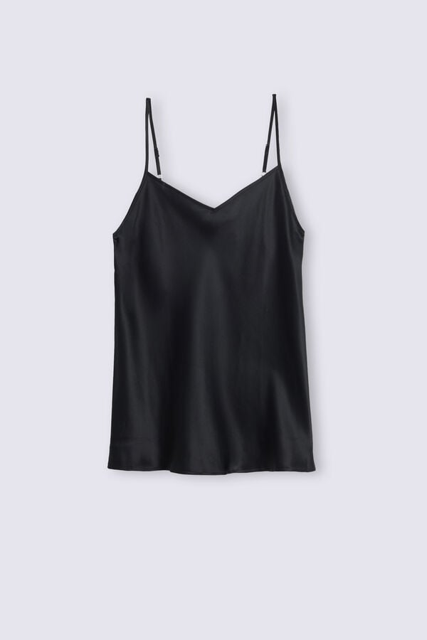 Intimissimi Silk Satin With V-Neckline Tanktop Damen Schwarz | HZO-139274