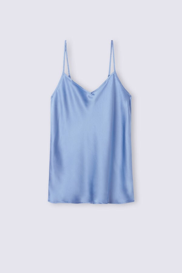 Intimissimi Silk Satin With V-Neckline Tanktop Damen Blau | KGS-423079