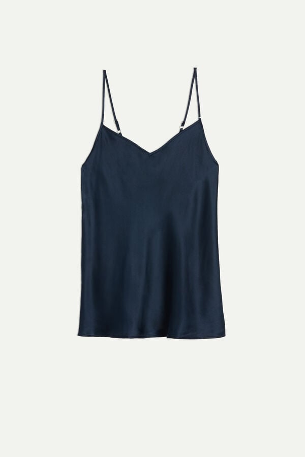 Intimissimi Silk Satin With V-Neckline Tanktop Damen Blau | HCP-018793