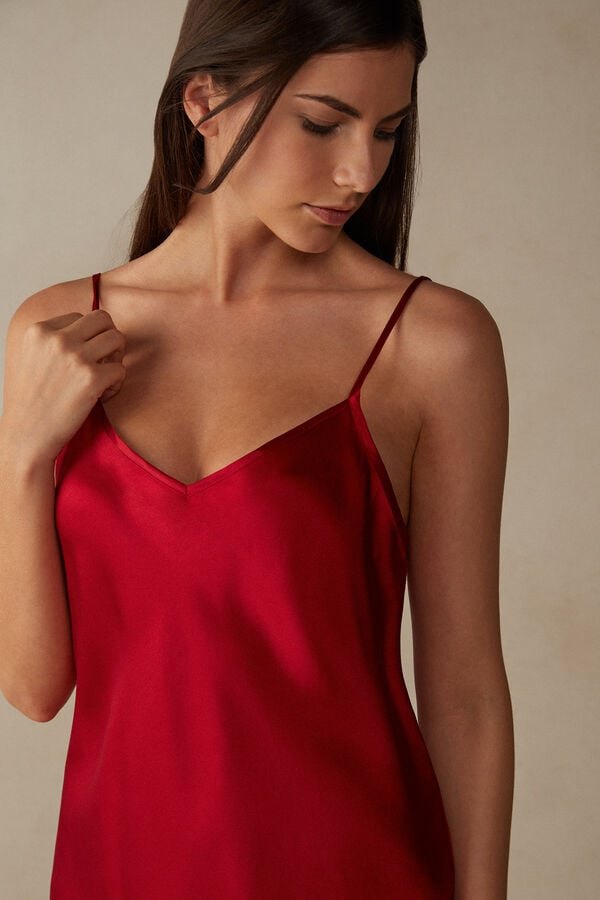 Intimissimi Silk Satin With V-Neckline Tanktop Damen Rot | HSI-489201