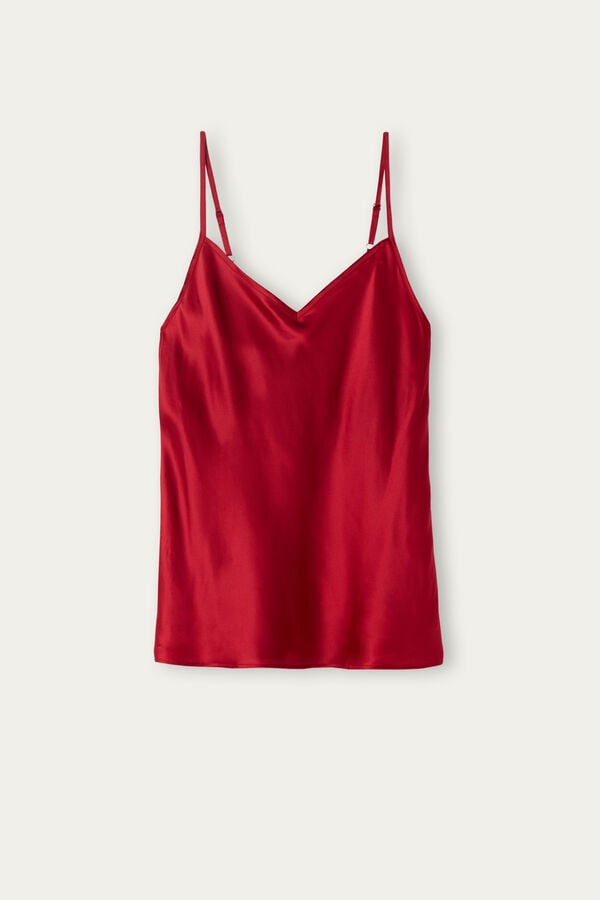 Intimissimi Silk Satin With V-Neckline Tanktop Damen Rot | HSI-489201