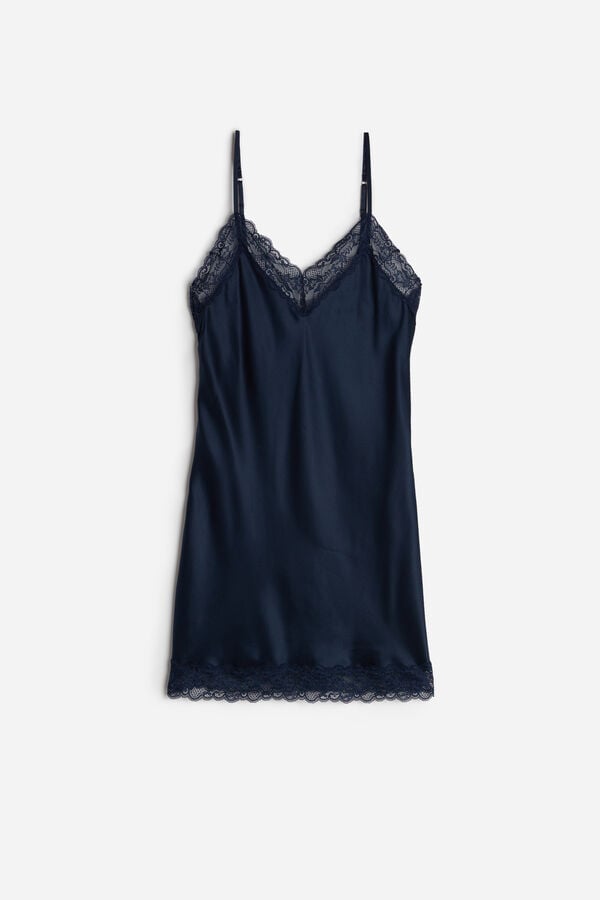 Intimissimi Silk Slip With Lace Insert Detail Pyjama Damen Blau | DTF-495187