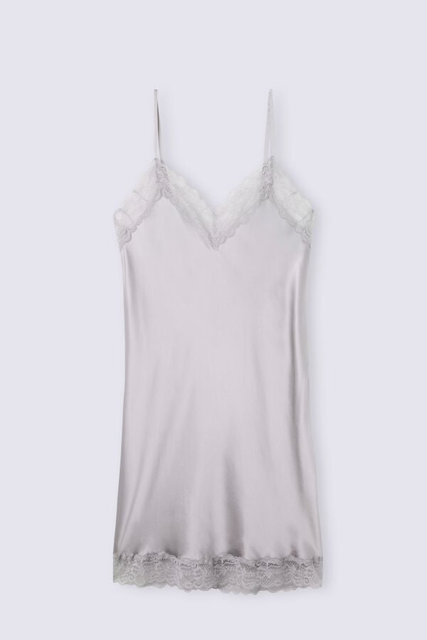 Intimissimi Silk Slip With Lace Insert Detail Pyjama Damen Grau | KJA-123967