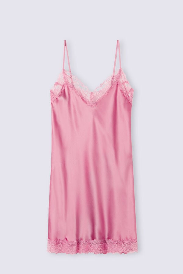 Intimissimi Silk Slip With Lace Insert Detail Pyjama Damen Rosa | JQT-650213