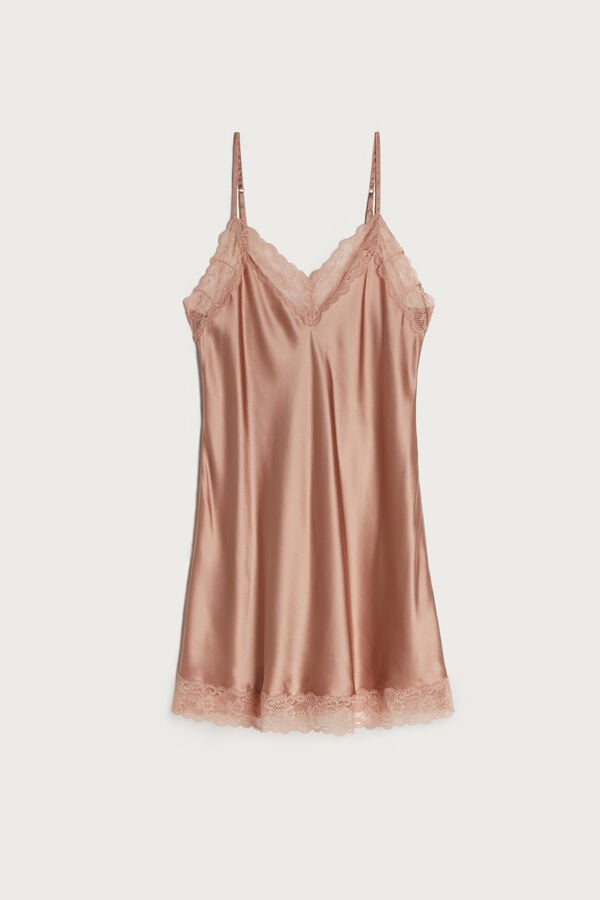 Intimissimi Silk Slip With Lace Insert Detail Pyjama Damen Rosa | AIL-592618