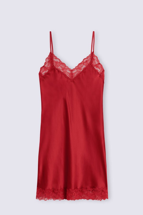 Intimissimi Silk Slip With Lace Insert Detail Pyjama Damen Rot | PMO-509871