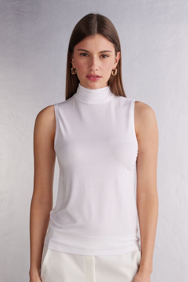 Intimissimi Sleeveless Turtleneck Micromodal Tanktop Damen Weiß | OSY-506138