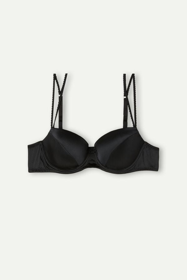 Intimissimi Sofia Natural Lift Balconette Silk BH Damen Schwarz | KOT-528179