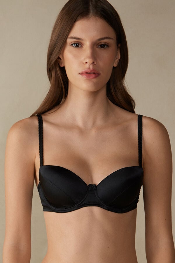 Intimissimi Sofia Natural Lift Balconette Silk BH Damen Schwarz | KOT-528179