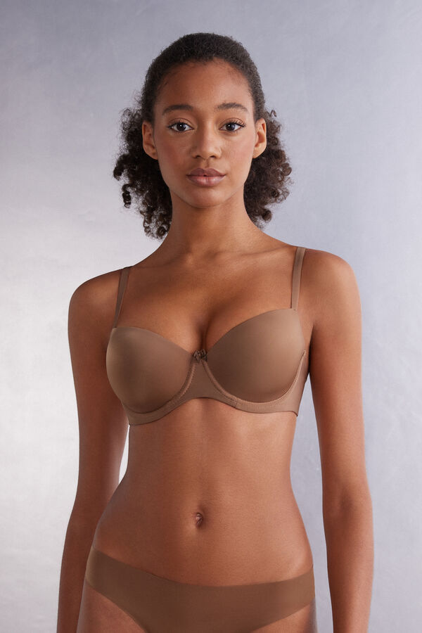 Intimissimi Sofia Natural Lift Balconette Ultralight Microfiber BH Damen Dunkelbeige | VSA-534168