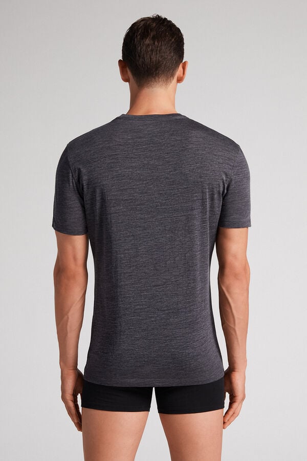 Intimissimi Stretch Merino Wool Short-Sleeve T-Shirt Herren Grau | NRO-607382