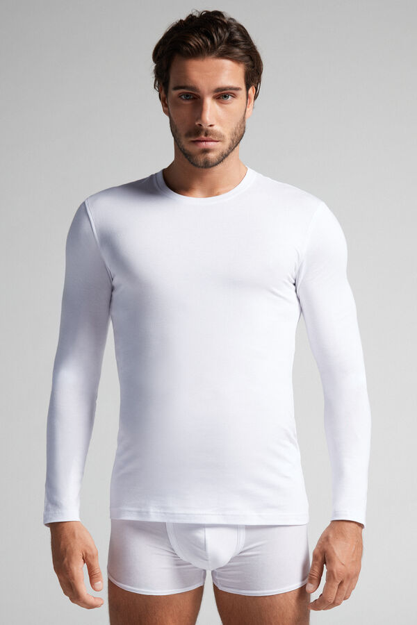 Intimissimi Stretch Superior Cotton Langarm Shirts Herren Weiß | YKQ-019785