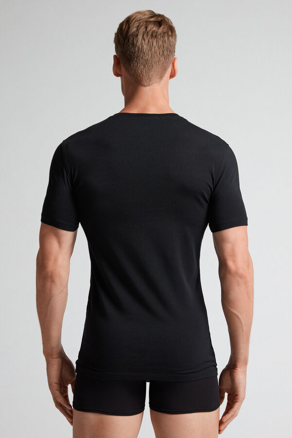 Intimissimi Stretch Superior Cotton T-Shirt Herren Schwarz | GSY-794138