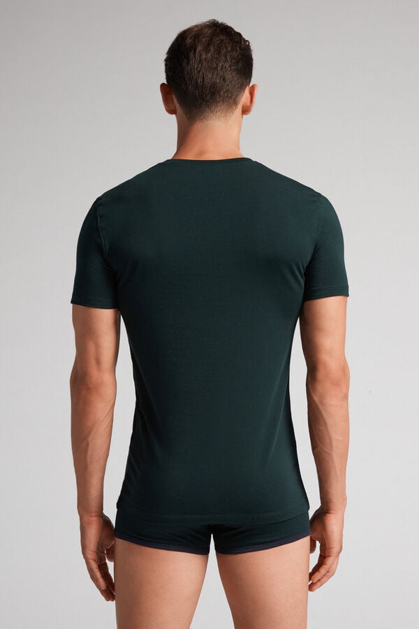 Intimissimi Stretch Superior Cotton T-Shirt Herren Dunkelgrün | MZT-825061