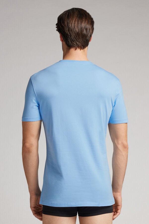 Intimissimi Stretch Superior Cotton T-Shirt Herren Hellblau | VEQ-479362