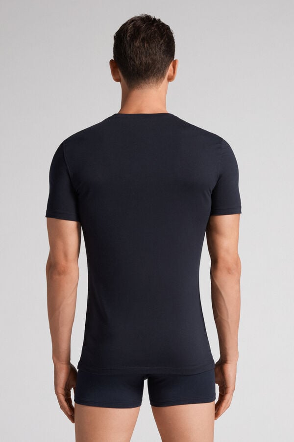 Intimissimi Stretch Superior Cotton T-Shirt Herren Schwarz | TFK-406532