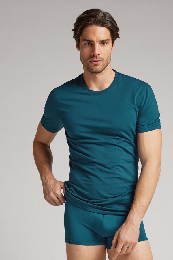 Intimissimi Stretch Superior Cotton T-Shirt Herren Grün | ZHY-270156