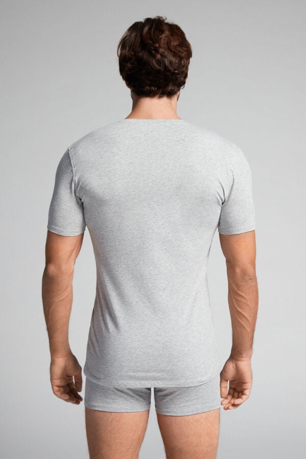 Intimissimi Stretch Superior Cotton V-Neck T-Shirt Herren Hellgrau | QXN-430721