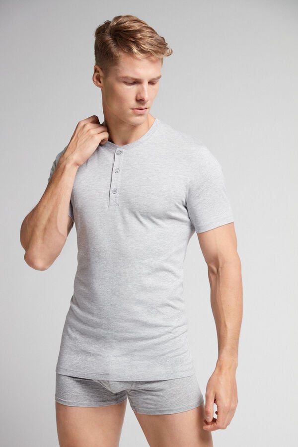 Intimissimi Superior Cotton Henley T-Shirt Herren Hellgrau | YPW-389610