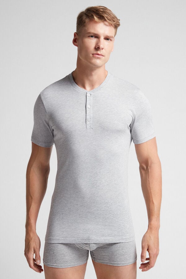 Intimissimi Superior Cotton Henley T-Shirt Herren Hellgrau | YPW-389610