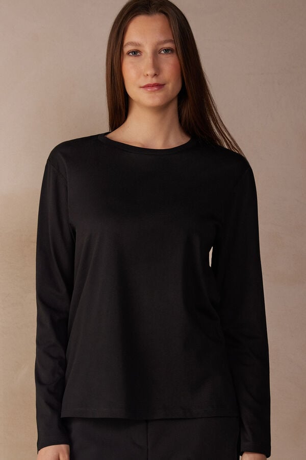 Intimissimi Superior Cotton Oversized Langarm Shirts Damen Schwarz | EOZ-169587