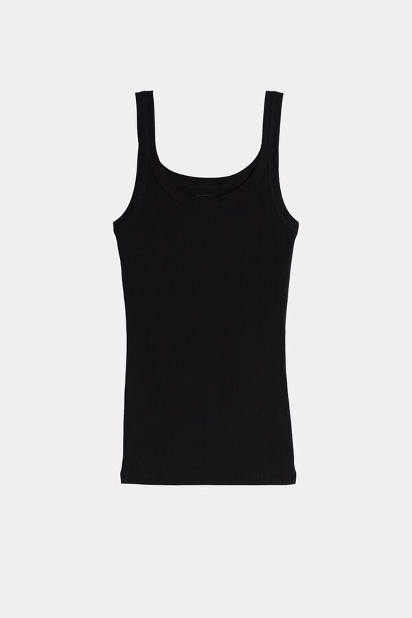 Intimissimi Superior Cotton Racer Back Tanktop Damen Schwarz | VBU-130926