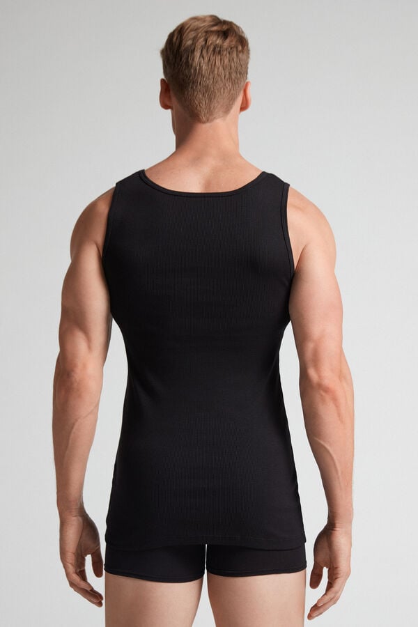 Intimissimi Superior Cotton Ribbed Tanktop Herren Schwarz | XHV-390586