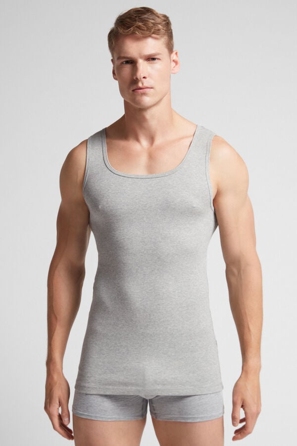 Intimissimi Superior Cotton Ribbed Tanktop Herren Hellgrau | QSM-507841