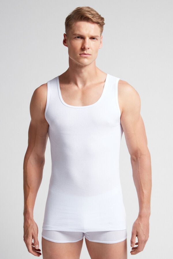 Intimissimi Superior Cotton Ribbed Tanktop Herren Weiß | UKD-659781