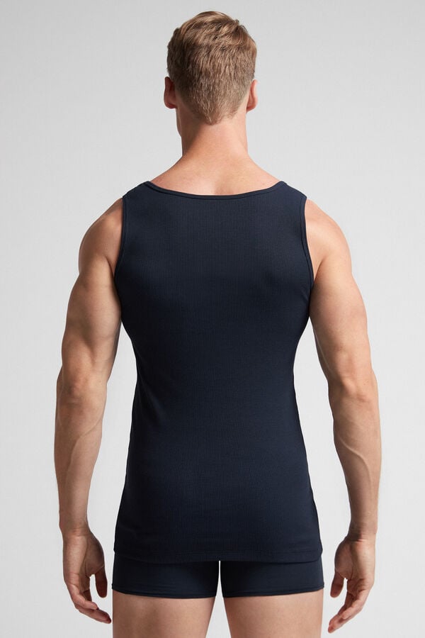 Intimissimi Superior Cotton Ribbed Tanktop Herren Schwarz | ANY-531849