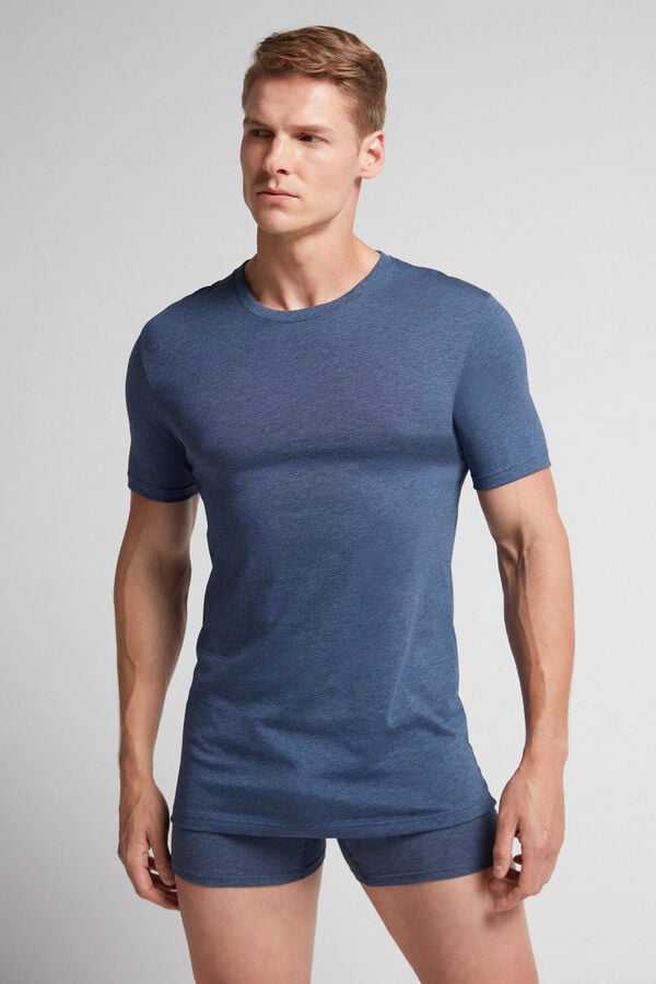 Intimissimi Superior Cotton T-Shirt Herren Blau | ZDK-389064