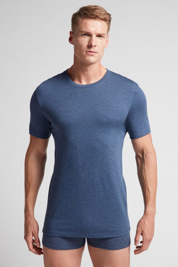 Intimissimi Superior Cotton T-Shirt Herren Blau | ZDK-389064