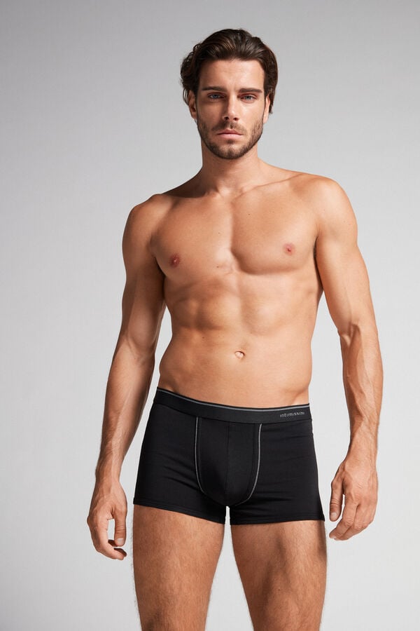 Intimissimi Superior Cotton With Exposed Elastic Boxer Herren Schwarz Tiefesgrau | FRQ-408523