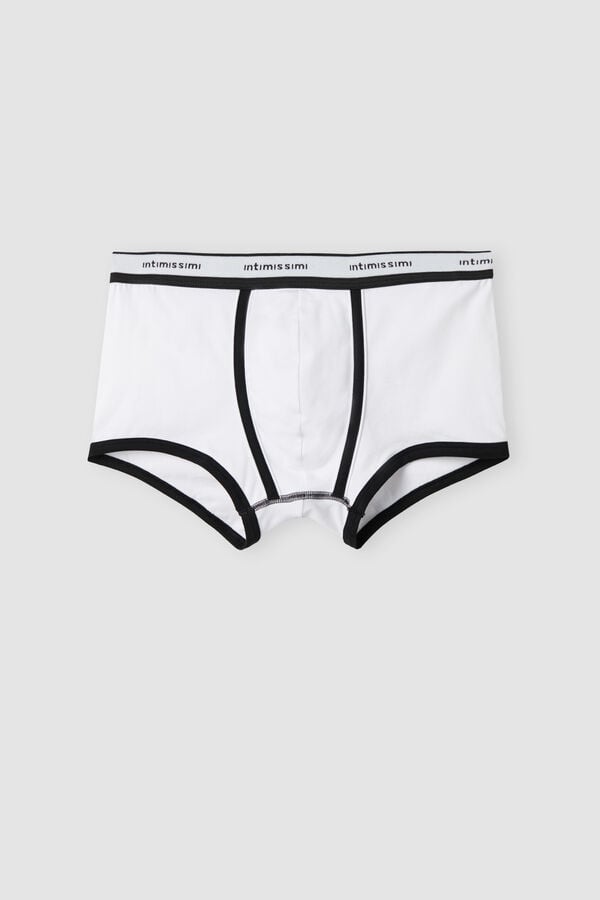 Intimissimi Superior Cotton With Logo Boxer Herren Weiß Schwarz | RVU-892056