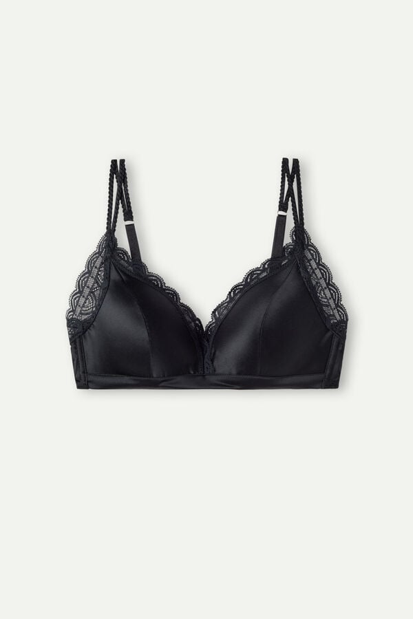 Intimissimi Tiziana Wireless Plunge Triangle Silk And Lace BH Damen Schwarz | GOZ-016382