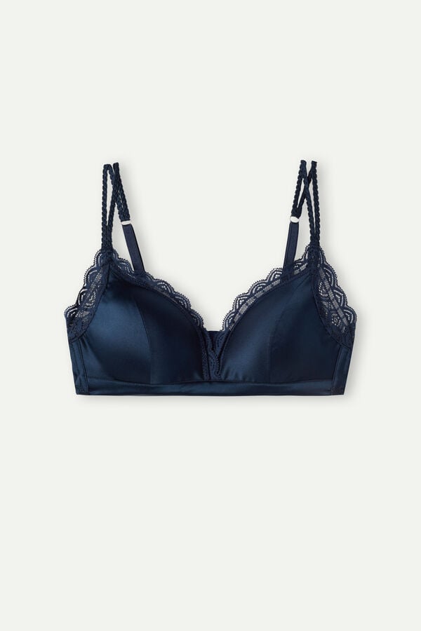 Intimissimi Tiziana Wireless Plunge Triangle Silk And Lace BH Damen Blau | ZMH-162809