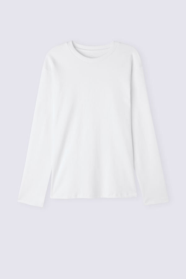 Intimissimi Top In Cotton Langarm Shirts Damen Weiß | IXF-021746