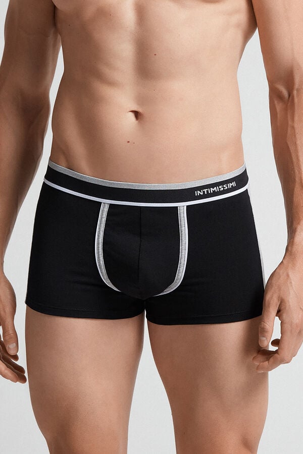 Intimissimi Two-Tone Superior Cotton Boxer Herren Schwarz Hellgrau | QUB-091462