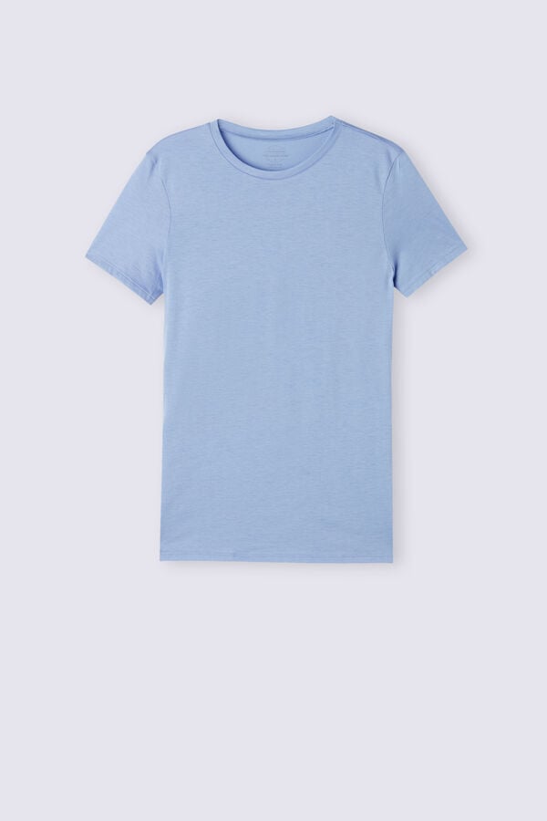 Intimissimi Ultrafresh Cotton Short Sleeve Damen Blau | DHS-046173