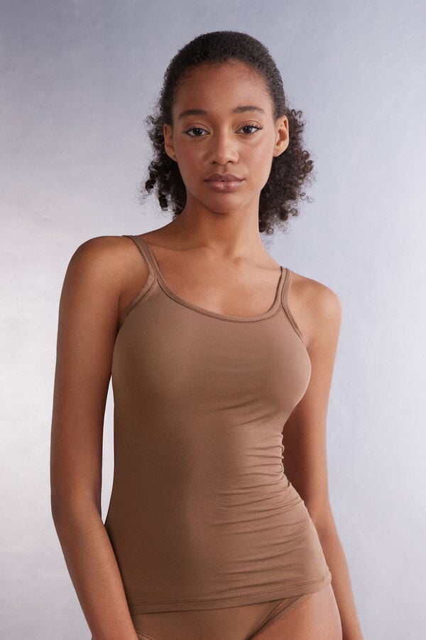 Intimissimi Ultralight Cotton Tanktop Damen Dunkelbeige | HQL-054239