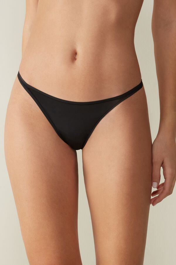 Intimissimi Ultralight Microfiber Straps Tanga Damen Schwarz | GQJ-829463