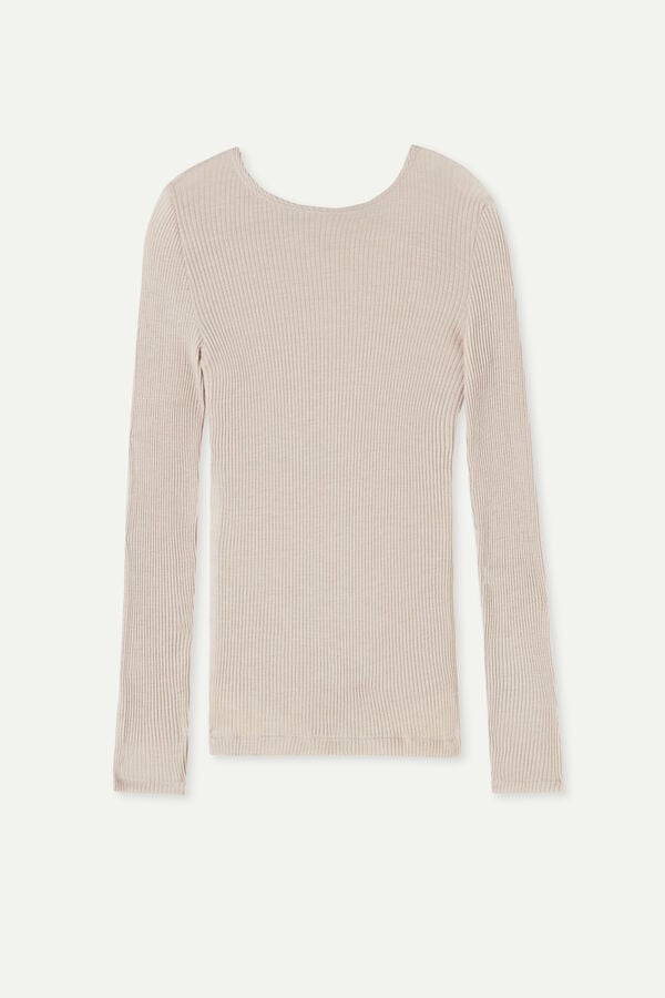 Intimissimi Wide Neck Wool And Silk Pullover Damen Beige | GXQ-705361