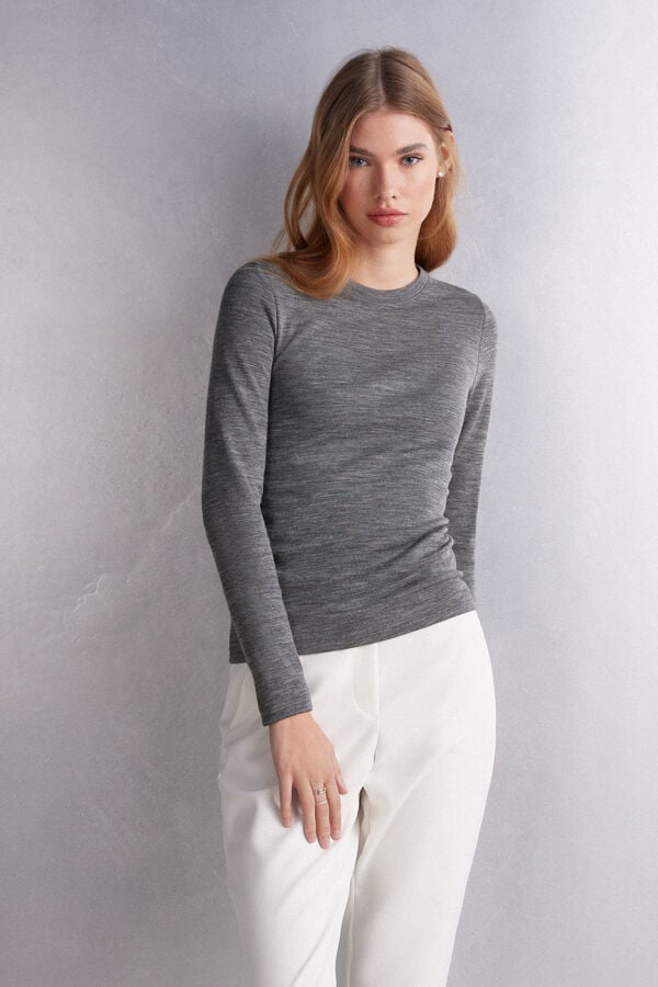 Intimissimi Wool Cotton Crewneck Pullover Damen Grau | YJW-794286