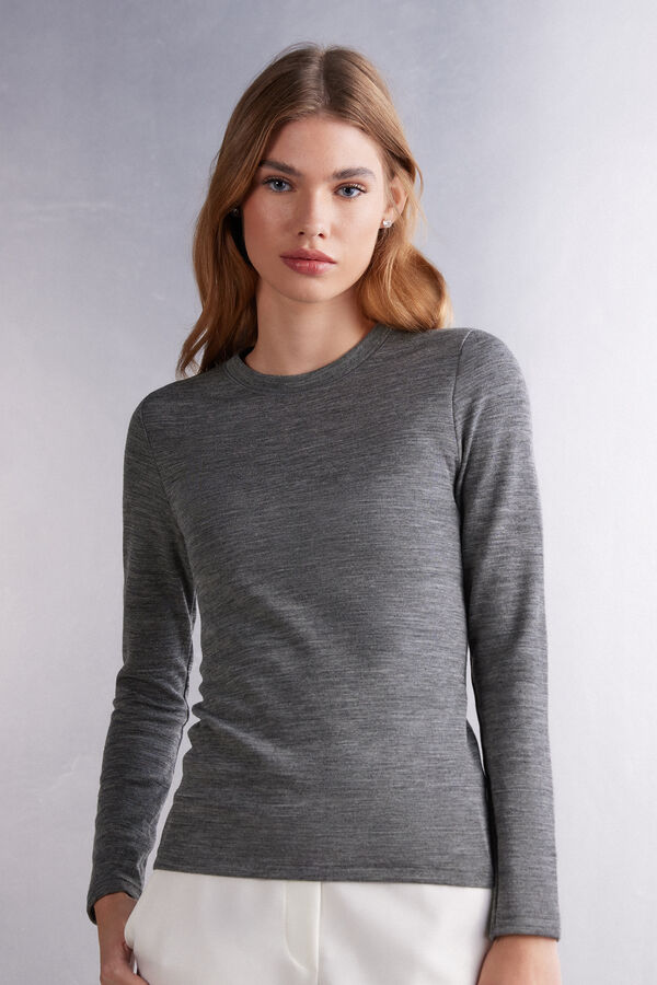 Intimissimi Wool Cotton Crewneck Pullover Damen Grau | YJW-794286