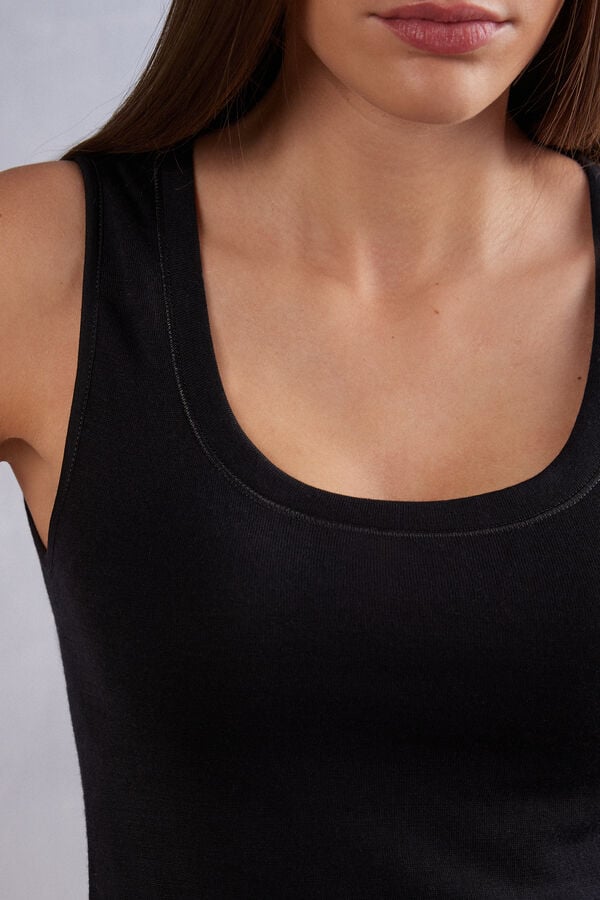 Intimissimi Wool Cotton Tanktop Damen Schwarz | YJU-309781