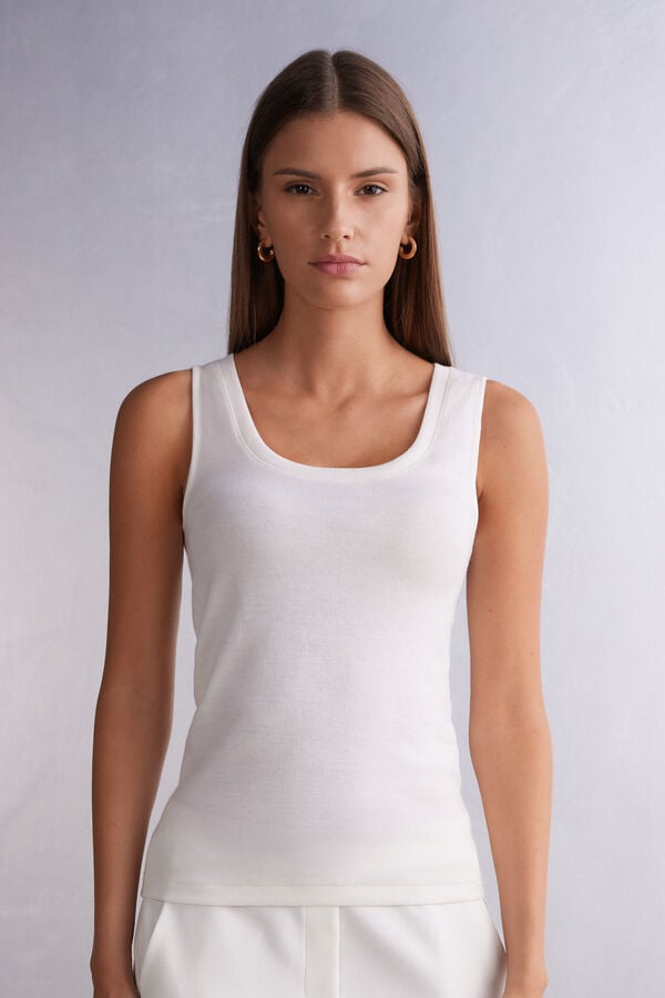 Intimissimi Wool Cotton Tanktop Damen Weiß | HEV-640273