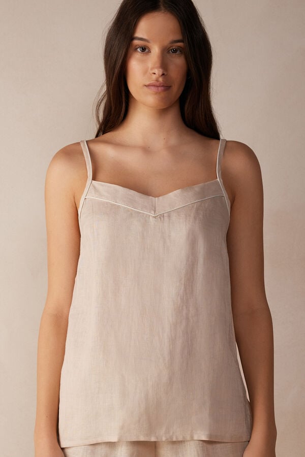 Intimissimi Yacht Night Linen Tanktop Damen Beige | EGM-832096